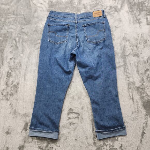 Levi Strauss Signature Jeans Womens 10 Blue Mid Rise Capri Cuffed Hem Stretch - Picture 3 of 14